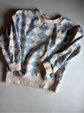 VGUC Wynken Blue & Cream Diamonds Sweatshirt 4y